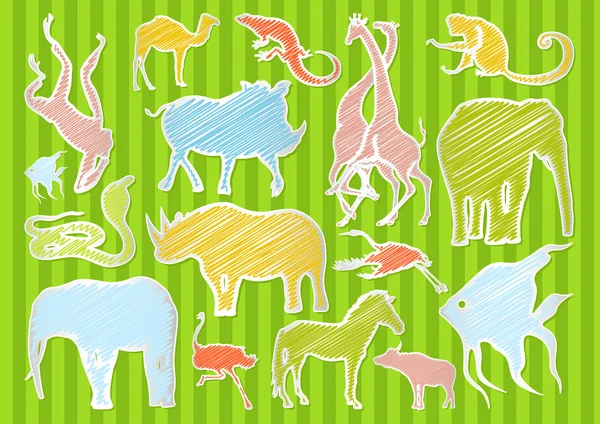 África animais ilustração coleção fundo —  Vetores de Stock