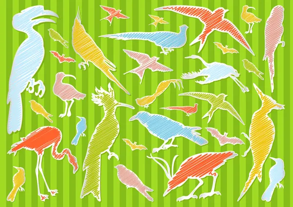 Ptáci a ekologie ilustrace kolekce pozadí — Stockový vektor