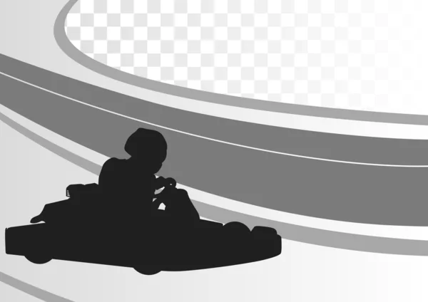 Go cart driver race track landscape background illustration — Stock Vector