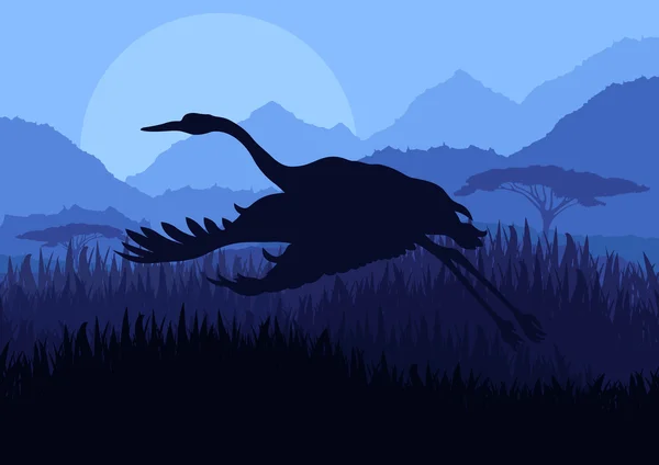 Storch Vogel wild Natur Landschaft Illustration — Stockvektor