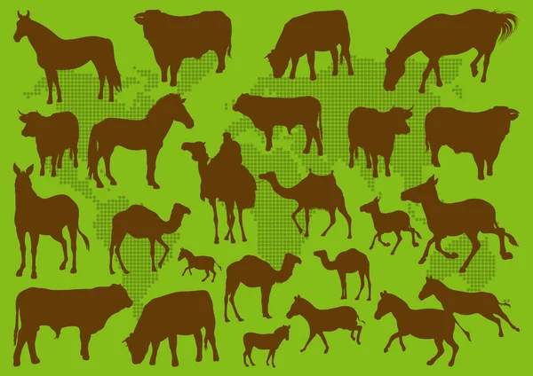Krajowego transportu zwierząt ilustracja kolekcji tło — Wektor stockowy