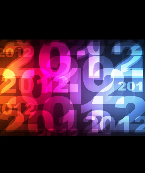 2012 新的一年卡霓虹灯照耀着黑暗矢量背景 — 图库矢量图片