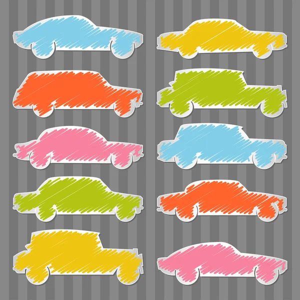 Renkli araba ulaşım çizimde koleksiyon arka plan — Stok Vektör