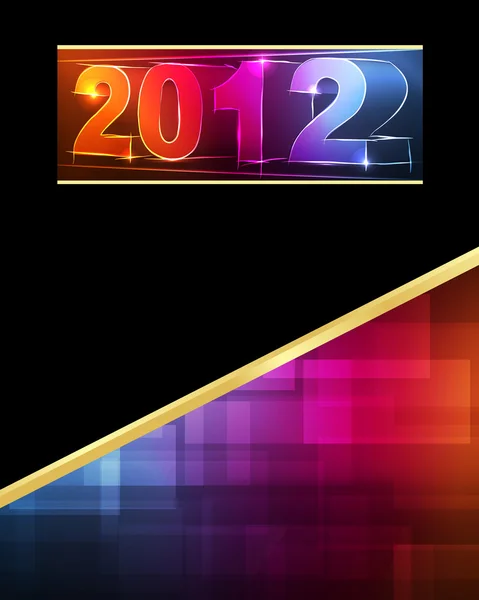 2012 New Year card neon lights shining on the dark vector background — Stock Vector