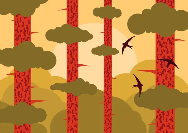 Kiefer Wald Landschaft Hintergrund Illustration — Stockvektor