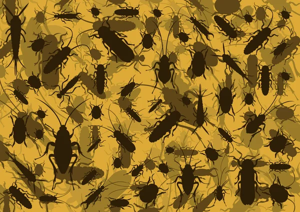Insectos y microbios ambiente colorido fondo ilustración — Vector de stock