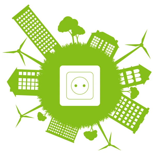 Gerador de energia alternativa eólica fundo vetor verde — Vetor de Stock