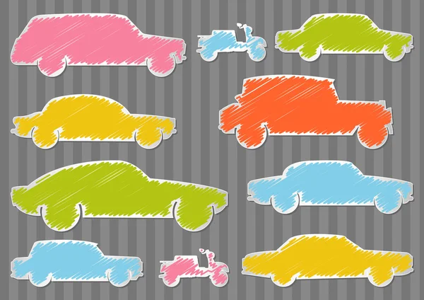 Färgglada bil transport illustration samling bakgrund — Stock vektor