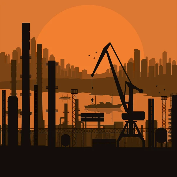 Industrielle Fabrik Landschaft Hintergrund Illustration — Stockvektor