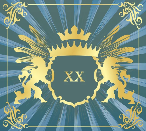 紋章のライオンの紋章のベクトルの背景 — ストックベクタ
