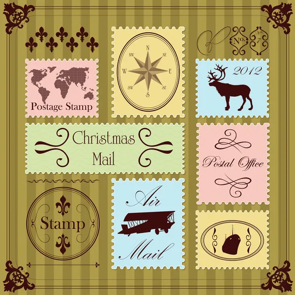 Sztuka znaczków ilustracja kolekcji tło — Wektor stockowy
