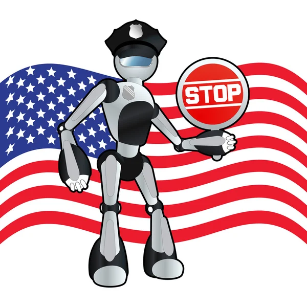 Américain agent de police robot illustration de fond — Image vectorielle