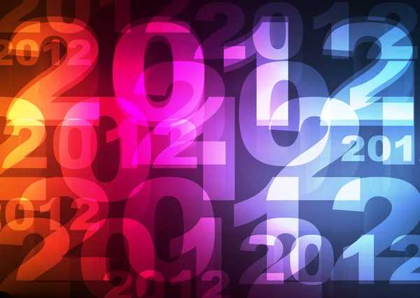 2012 novoroční kartu neonová světla svítí na tmavé vektorové pozadí — Stockový vektor