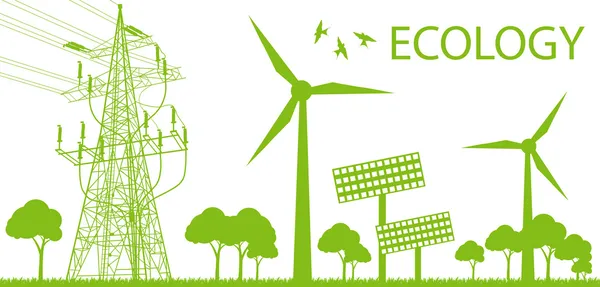 Wind alternative energy generator green vector background Stock Illustration