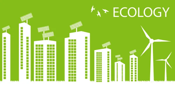 Ecología verde energía planeta vector concepto con flechas de reciclaje para cartel — Archivo Imágenes Vectoriales