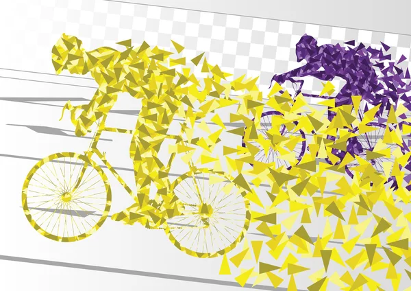 Silueta de bicicleta ciclista de carretera deportiva en el fondo urbano de la ciudad — Vector de stock