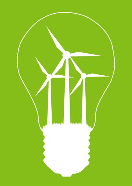 Glödlampa och wind mill generator inuti. alternativ energikoncept — Stock vektor