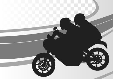 Sport motorbike riders silhouettes background