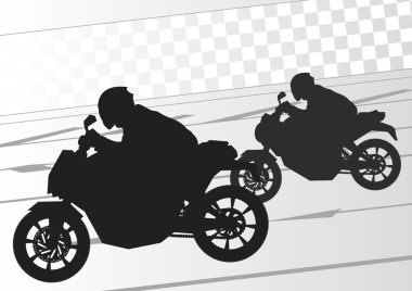 Sport motorbike riders silhouettes background