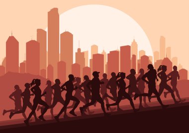 Marathon runners vector background clipart