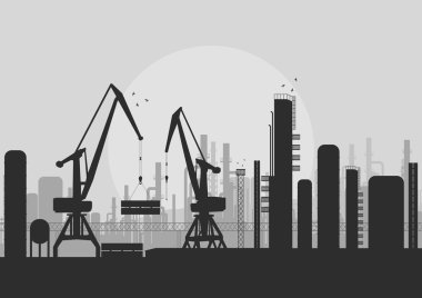 Industrial factory landscape skyline background illustration clipart