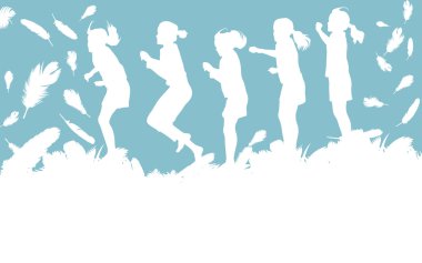 Çocuk tüyleri vektörel arka plan atlama