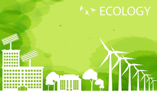 Green Eco écologie de la ville concept de fond vectoriel — Image vectorielle