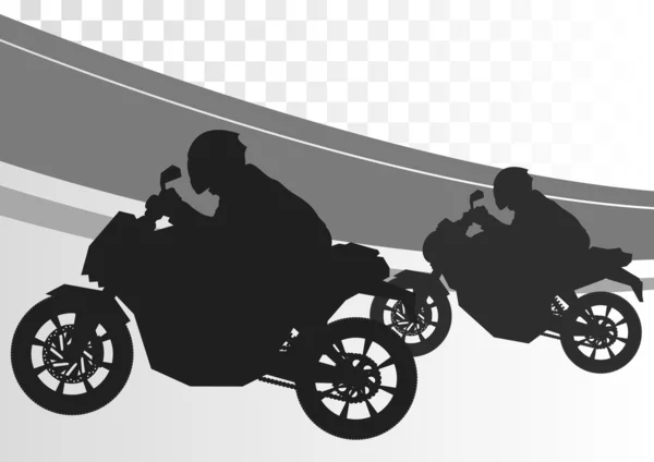 Sport motorbike riders silhouettes background — Stok Vektör