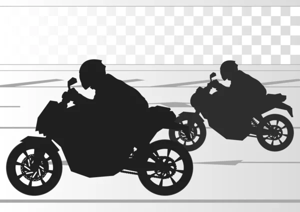 Deporte motociclistas siluetas fondo — Vector de stock