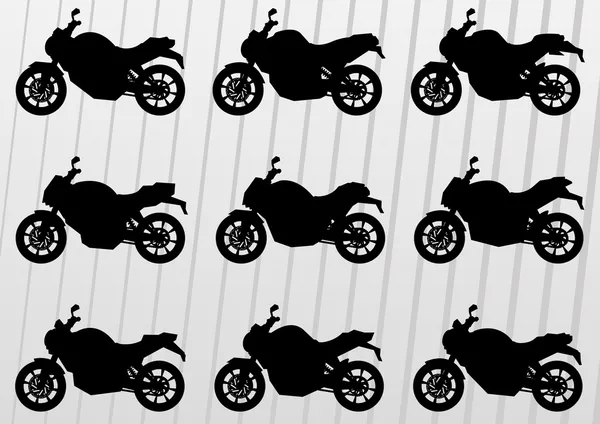 Spor motosiklet siluetleri arka plan — Stok Vektör