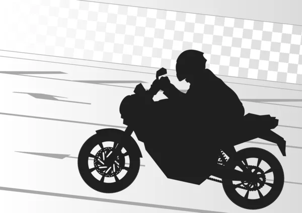 Sport Motorrad Fahrer Silhouetten Hintergrund — Stockvektor