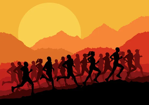 Marathon coureurs fond vectoriel — Image vectorielle