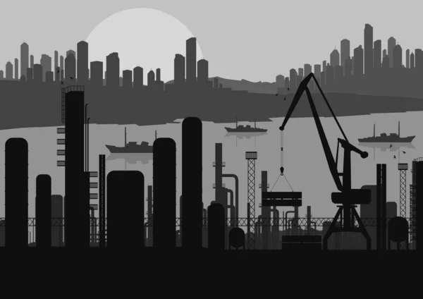 Industriële fabriek landschap skyline achtergrond afbeelding — Stok Vektör