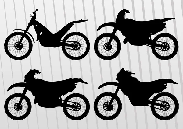 Motocross motorbikes illustration collection background — Stock Vector