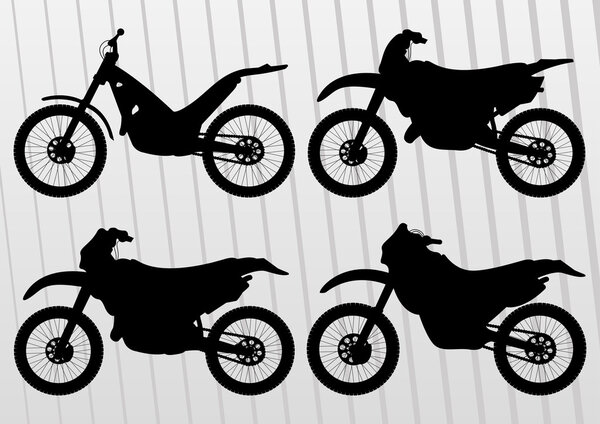 Motocross motorbikes illustration collection background