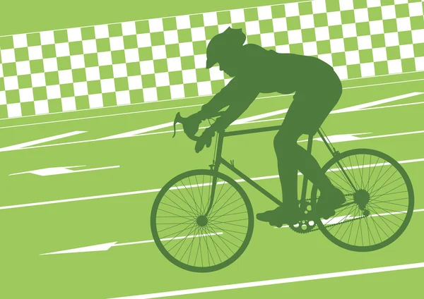 Sport weg fiets rider fiets silhouet in stedelijke stad weg — Stockvector