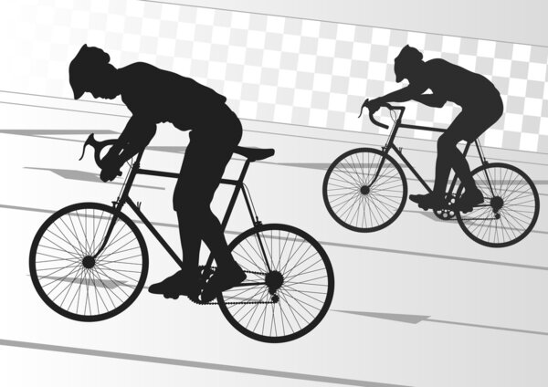 Велосипедные силуэты на городской дороге
