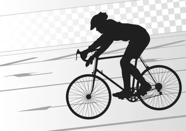 都市道路のスポーツ ロード バイクのライダー自転車シルエット — ストックベクタ