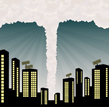 Tornado into city center illustration vector background clipart