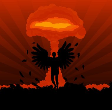 Death angle in front atomic power plant vector background clipart