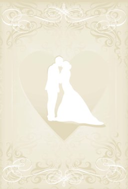 adam ve kadın cennette düğün kartı düşen tüyleri vektörel b ile yapılan