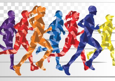 maraton koşucular renkli arka plan illüstrasyon vektör