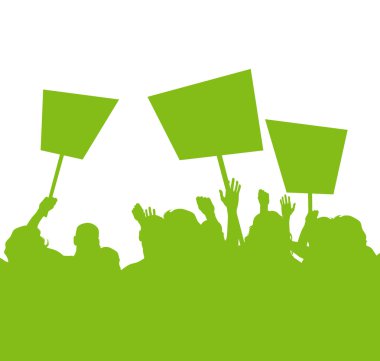 Green protest, picket against pollution background illustration vect clipart