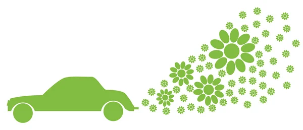 Οικολογία ηλεκτρικών αυτοκινήτων διάνυσμα φόντο πράσινο έννοια — Διανυσματικό Αρχείο