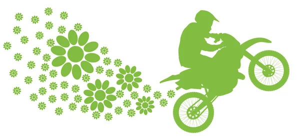 Ecologia motocicleta elétrica vetor fundo verde conceito — Vetor de Stock