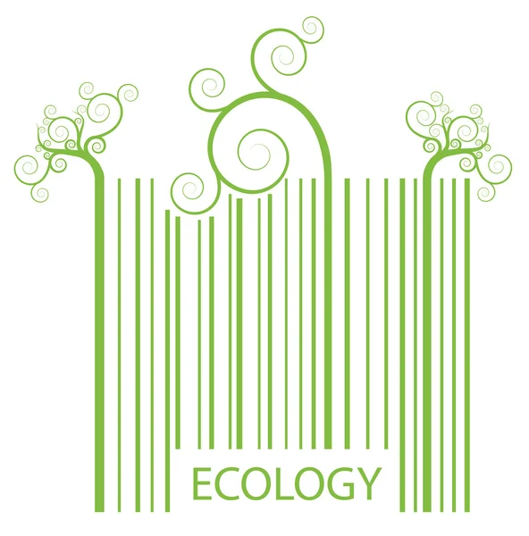 Códigos de barras ecológicos hechos de brotes de plantas verdes — Vector de stock