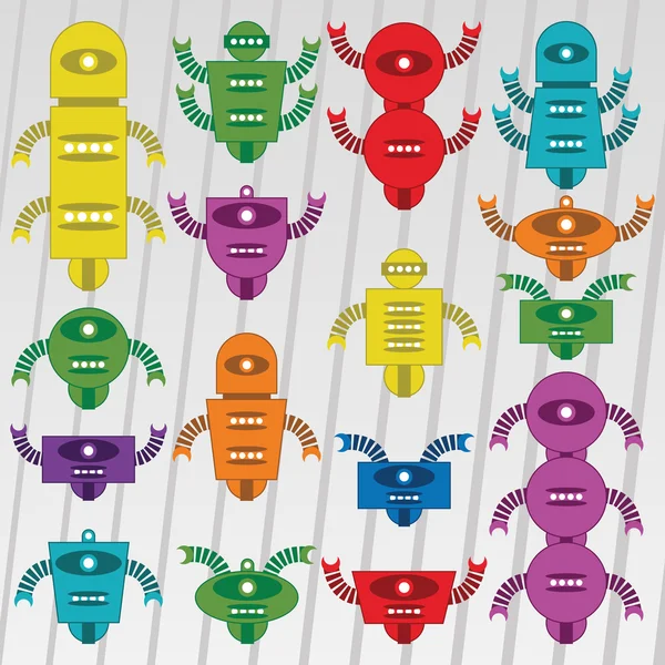 Lindos robots pequeños — Archivo Imágenes Vectoriales