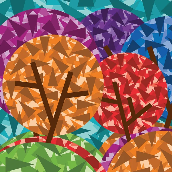 Цветные силуэты деревьев — стоковый вектор