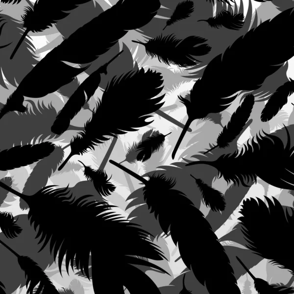 Fekete madár toll illusztráció gyűjtemény háttér vector — Stock Vector