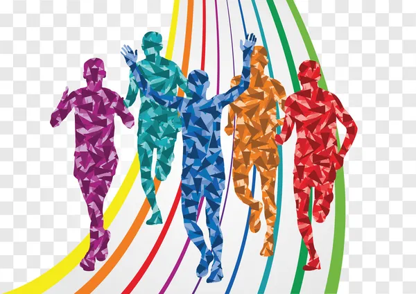 Maraton koşucular renkli arka plan illüstrasyon vektör — Stok Vektör